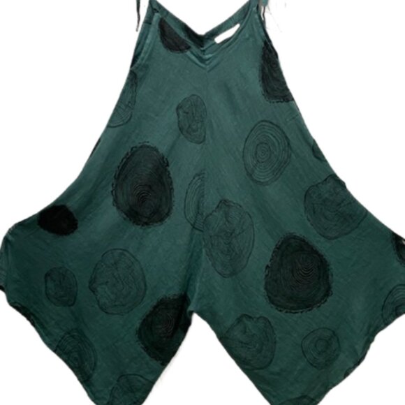 CAMILLE & CO Italian Linen Tie Shoulder Romper Italian Sz. L - Picture 5 of 7